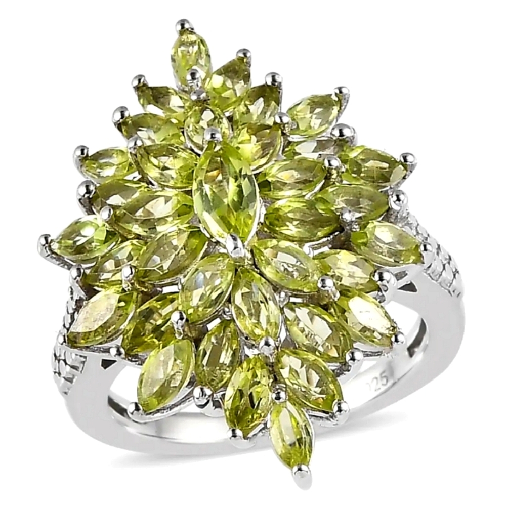 3.35ctw Premium Peridot Elongated Rg. In Platinum Over Sterling Silver